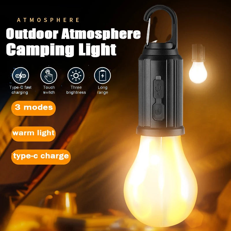 lampe camping led rechargeable usb transparent vintage modes éclairage indice ip65