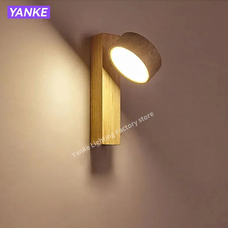 lampe murale led bois naturel interrupteur tissu beige moderne fixée cuisine chambre