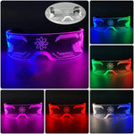 lunettes lumineuses led futuristes transparentes paillettes circuit imprimé élastique fête rave club nuit