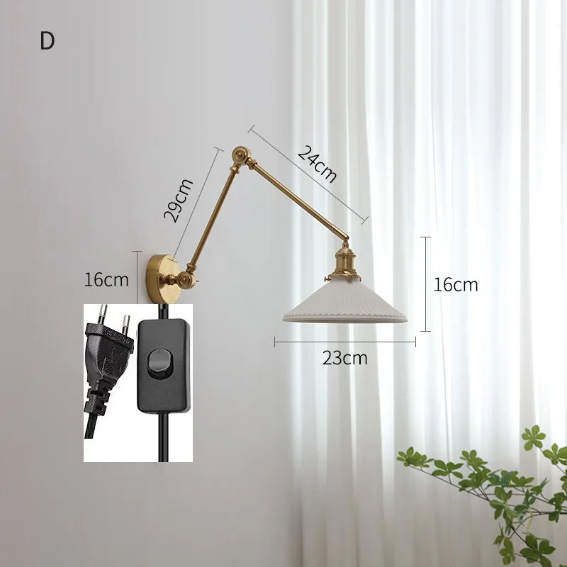 lampe murale moderne or blanc plissée cordon commande 29cm 16cm 24cm 14cm 30cm 17cm