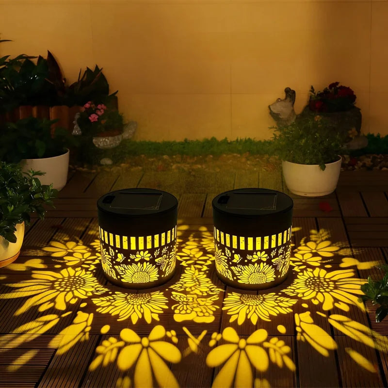 projecteur solaire moderne fleurs motif floral vis noirextérieur jardin patio véranda propriétempérature ambiante
