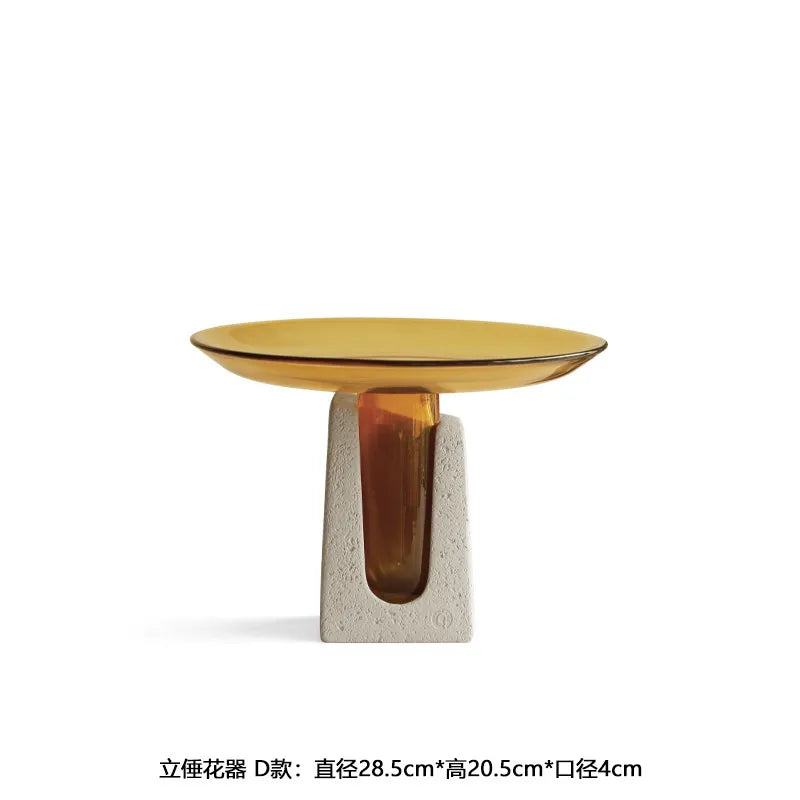 vase moderne verre marron clair simple geometrie decoration florale minimaliste