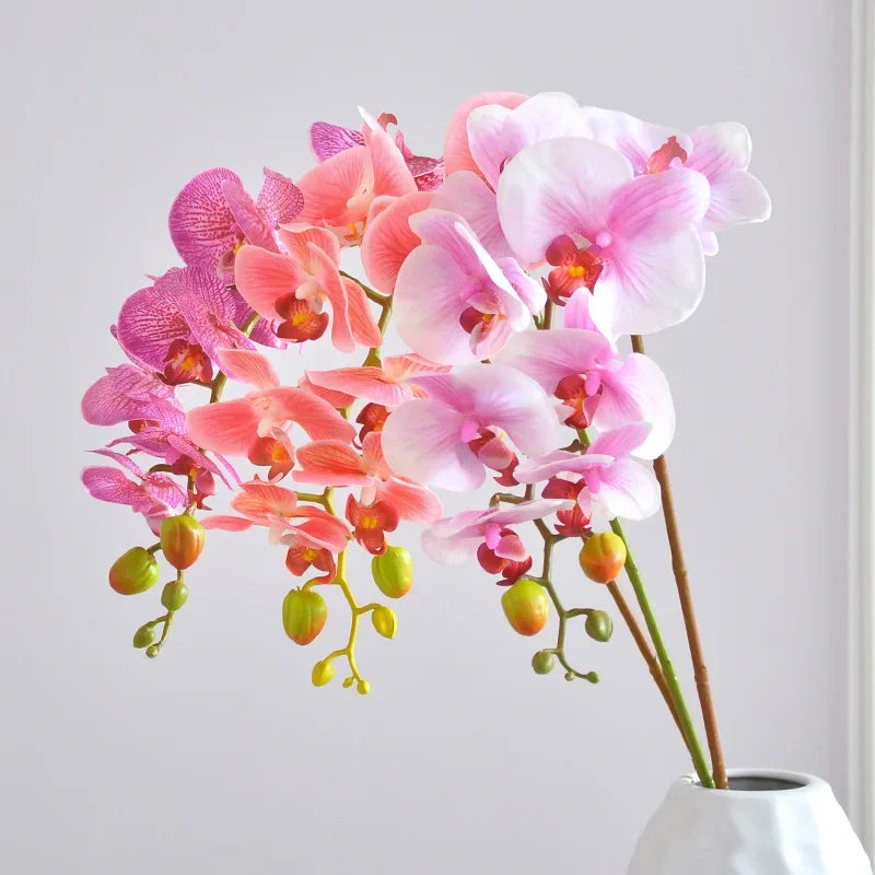 bouquet artificiel orchidées phalaenopsis rose blanc jaune moderne décoration intérieure mariage anniversaire fêtes