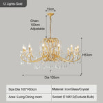 lustre doré cristal pendants élégant classique baroque suspension chambre salon
