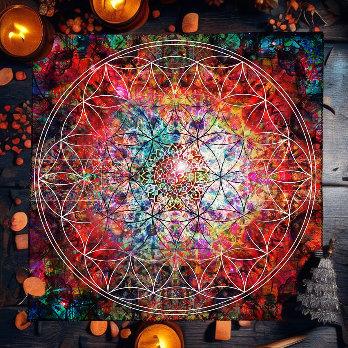 tapis tarot mandala géométrique motifs floraux multicolore moderneextérieur utilisation variée