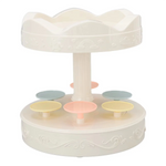 présentoir desserts classique blanc décorations florales cupcakes macarons tournant support gâteaux central individuels plateaux
