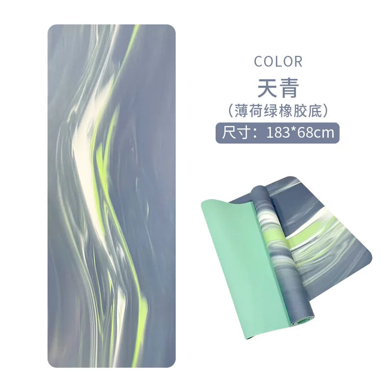 tapis yoga marbré vert pastel violet bleu moderne antidérapant 5mm
