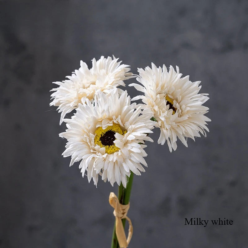 Bouquet artificiel gerbera blanc jaune rose moderne décoration intérieure mariage anniversaire minimaliste