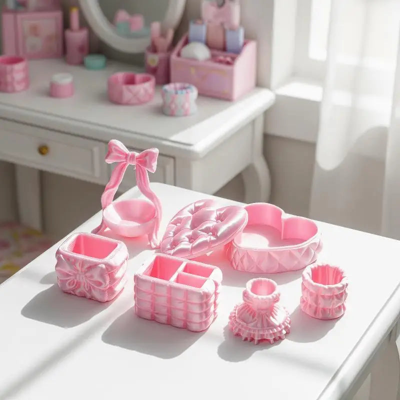 contenants cosmétiques rose satinés compartiments décoratifs féminins geome erotique tric