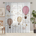 rideau transparent rose nuages étoiles dorées moderne enfant polyester fenêtre