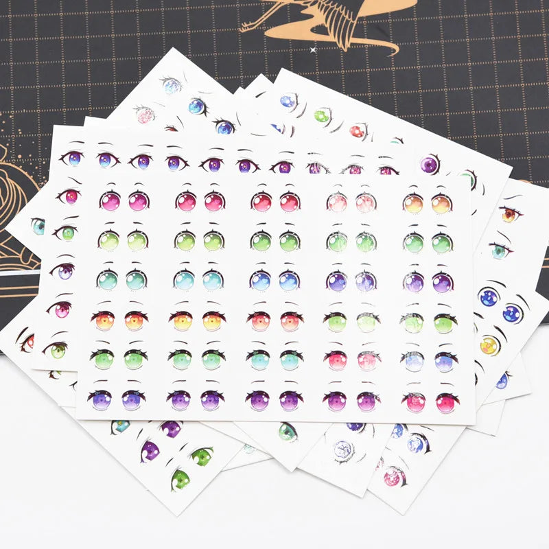 autocollants yeux stylisés multicolores dessin animé adhésifs argile polymère ultra légères diy bricolage travaux