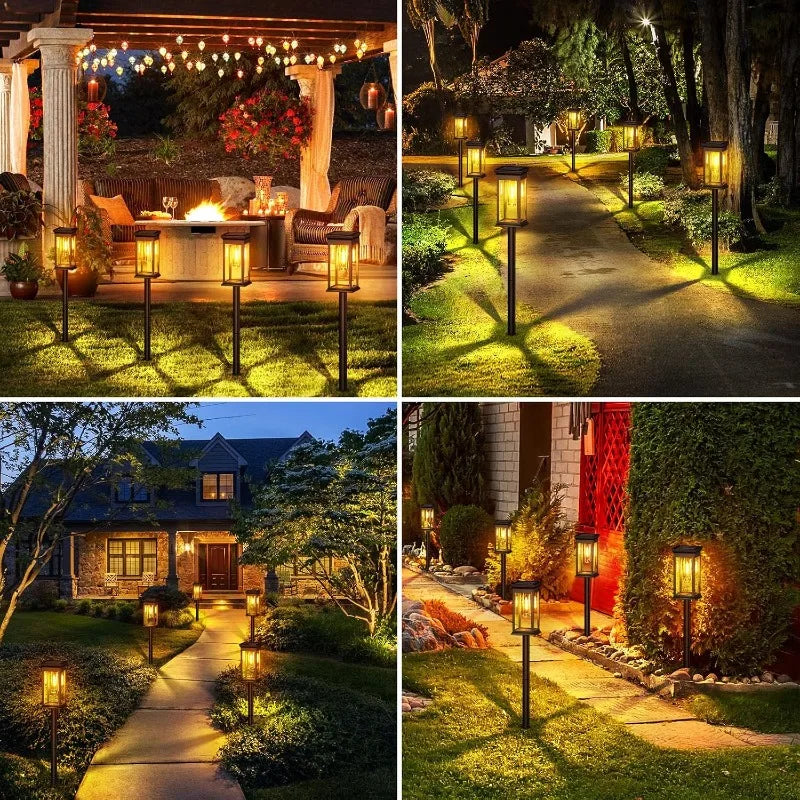 lampes solaires autonomes led étanches ip65 classique transparentes noir extérieur allée jardin fixations piquets