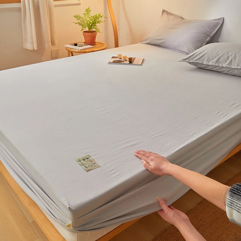 drap housse lit coton blanc uni élastique matelas moderne doux