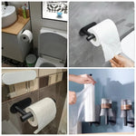 support rangement salle bain argenté moderne porte serviettes papier toilette adhésif minimaliste pièces