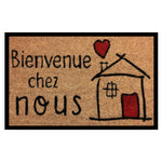 tapis d'entrée antiderapant caoutchouc marron clair noir rouge bienvenue maison cœur résistant corrosion