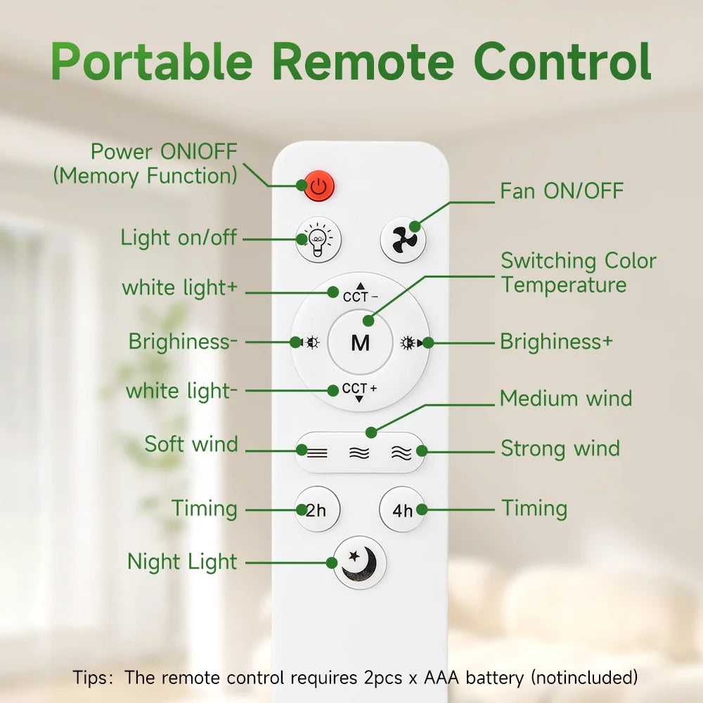 ventilateur moderne lampe led télécommande variateur vitesse luminosité blanc fixations vis