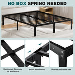 lit simple cadre métal rangement vis moderne noir 700lbs assemblage queen full king twin