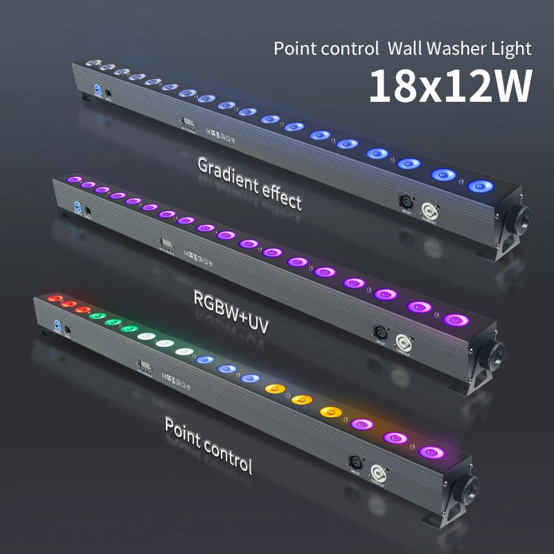 barre lumineuse laser gris métallique dmx controle sonore rgbw uv 100w 240v