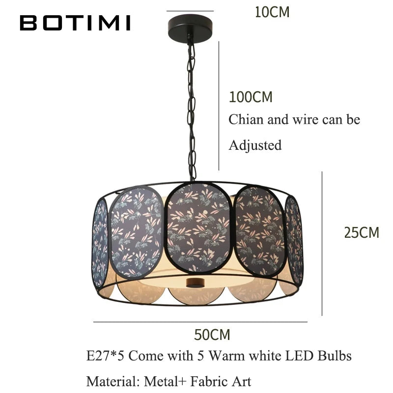 suspension lumineuse moderne pendentif tissu fleurs noir gris beige vert rose