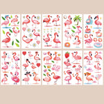 autocollants temporaires flamants roses chapeaux fleurs anniversaire mariage fêtes enfants avril transparents illustration