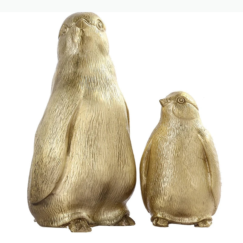 sculpture orne animaux oiseaux pingouin or texture moderne décoration maison occasionnels