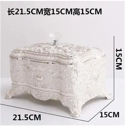 boîte bijoux rectangle métal rose clair ornements floraux classique intérieur velours rouge rechargeable