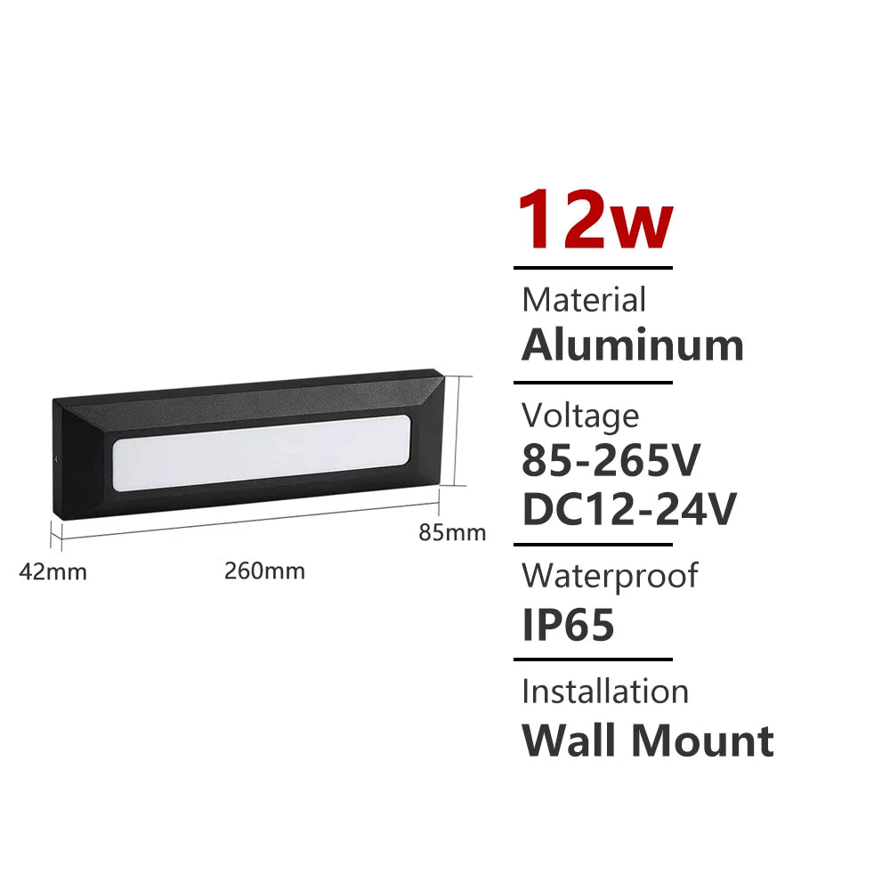 applique murale extérieure led noir moderne étanche jardin terrasse balcon escalier