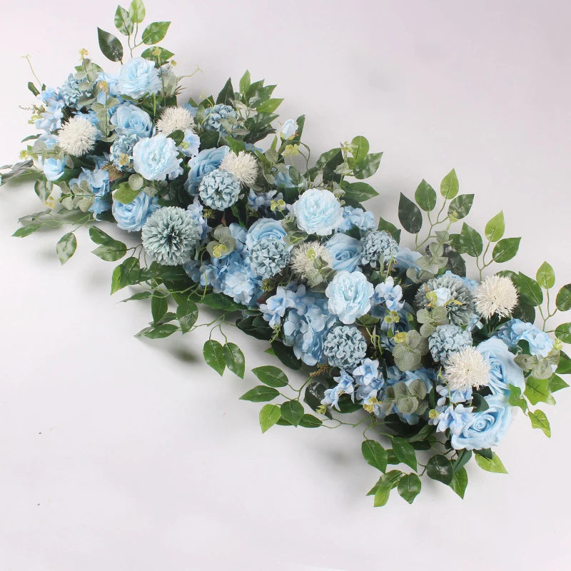 guirlande florale artificielle fleurs roses dahlias feuilles vertes décoration murale extérieure 100cm blanc rose