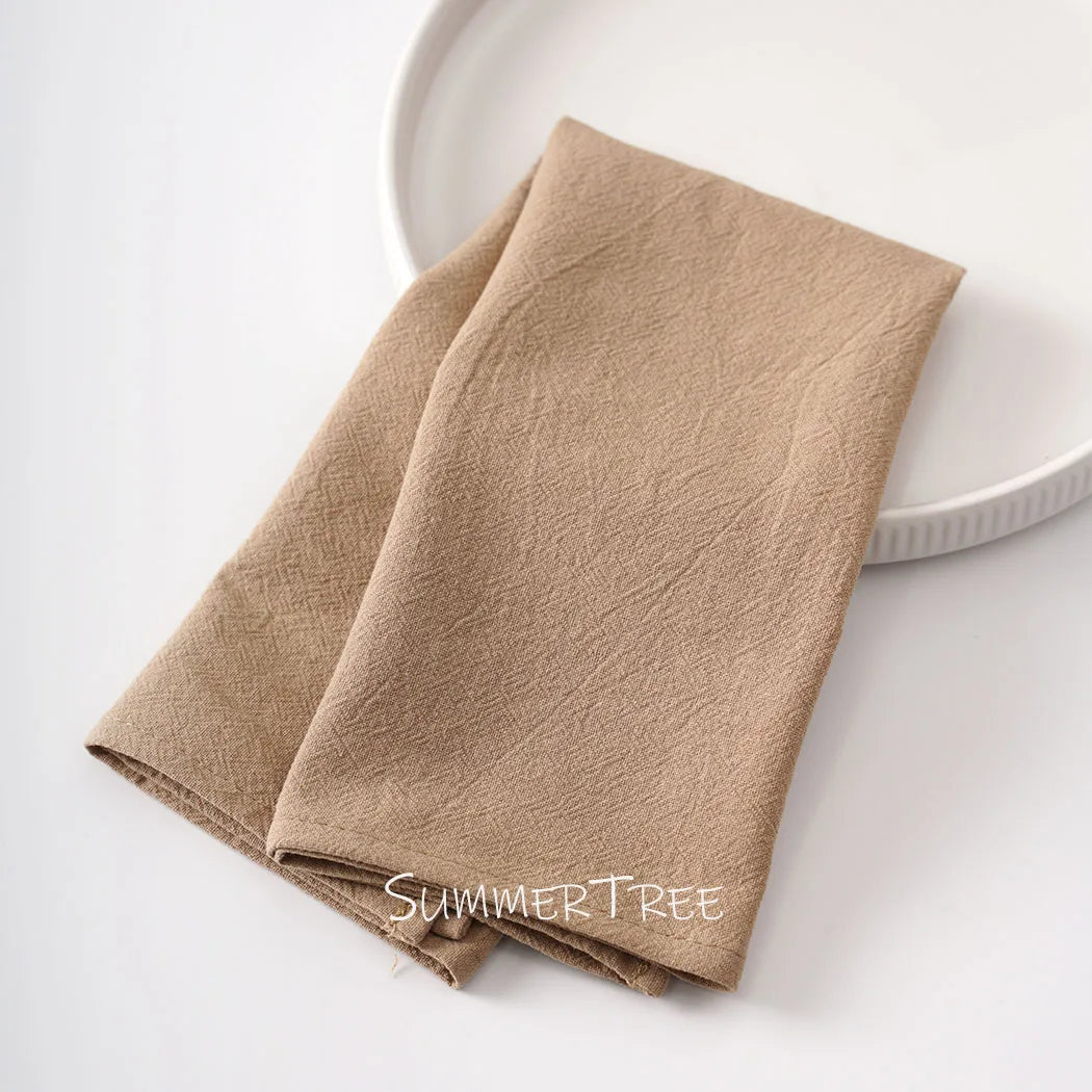 serviettes coton 40x40cm réutilisables rose pâle beige bleu orange blanc vert marron classiques maison