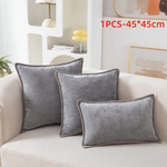 taies d'oreiller velours côtelé couleurs unies chic bordures décoratives polyester dimensions 30x50cm 45x45cm