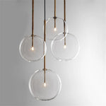 suspension lumineuse transparente moderne sphères verre chromé chambre salon pendentif led interrupteur bouton