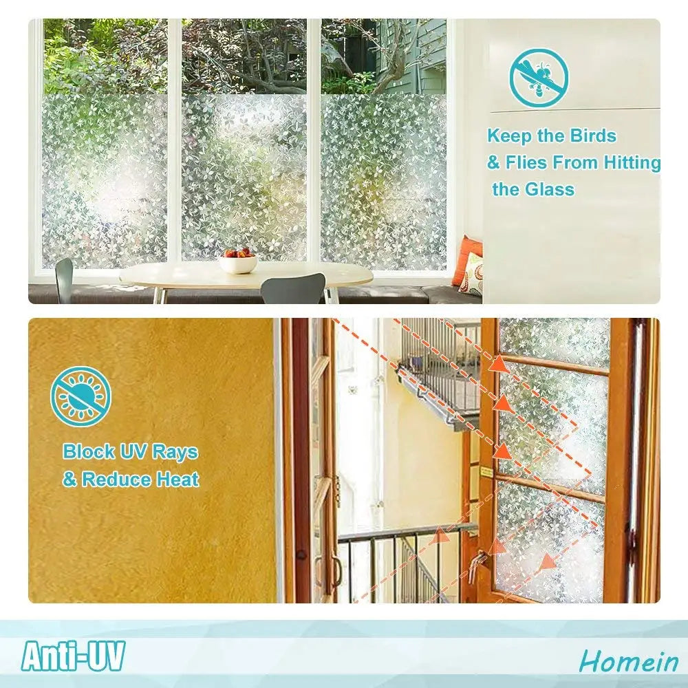 film décoratif fenêtre motifs floraux protection uv adhésif sans colle isolation thermique moderne transparent