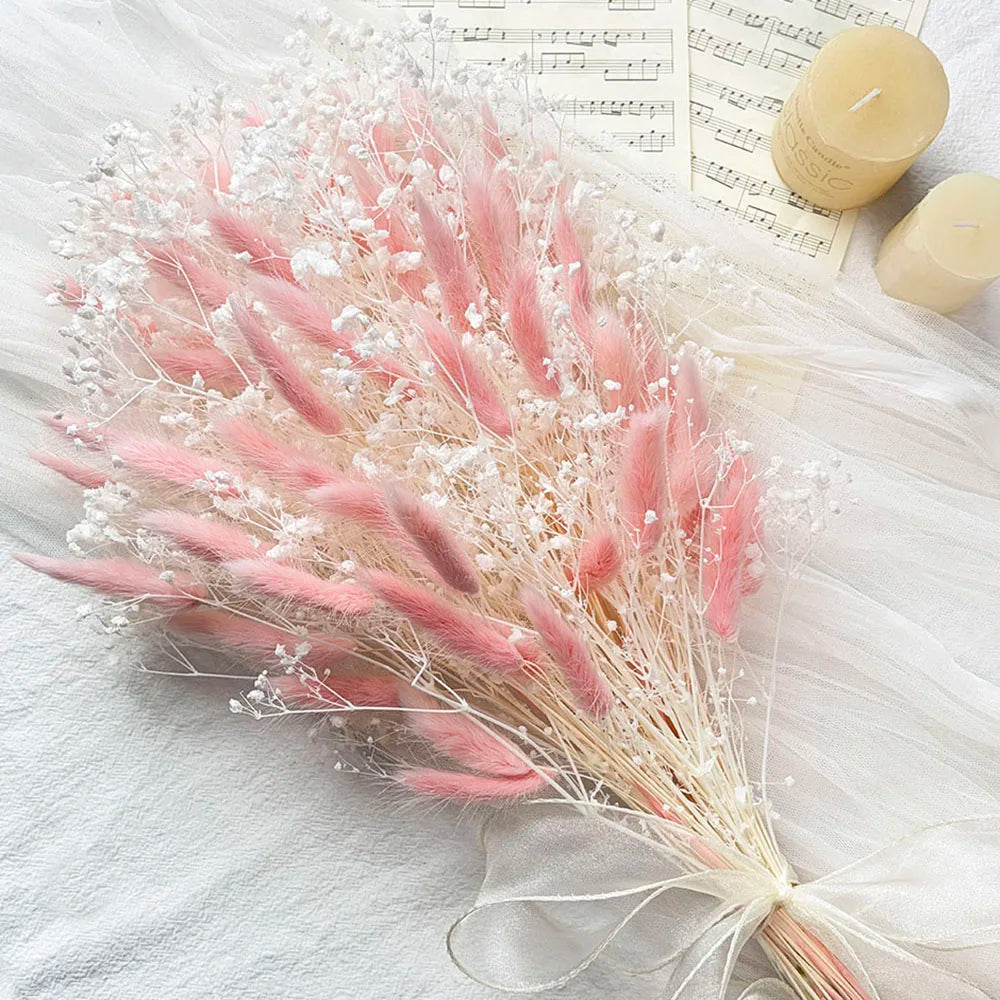 bouquet fleurs artificielles roses pampas boho décoration maison anniversaire valentin