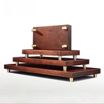 plateau bijoux marron doré bois brillant moderne minimaliste pieds métalliques dorés fixations incluses