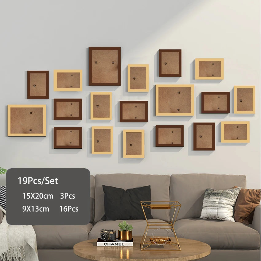 cadres photo bois modernes blancs noirs verre transparent clips inclusion minimaliste mur