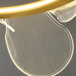 suspension lumineuse moderne acrylique blanc doré fine maille salon chambrehôtel