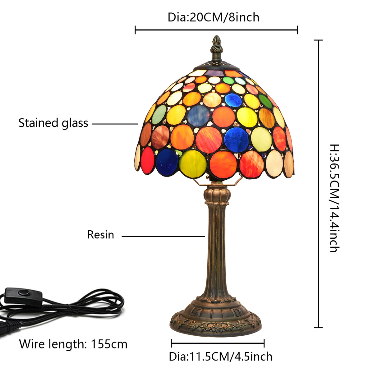 lampe table tiffany multicolore vitrail opaleuse traditionnelle allumée facilement chambre salon