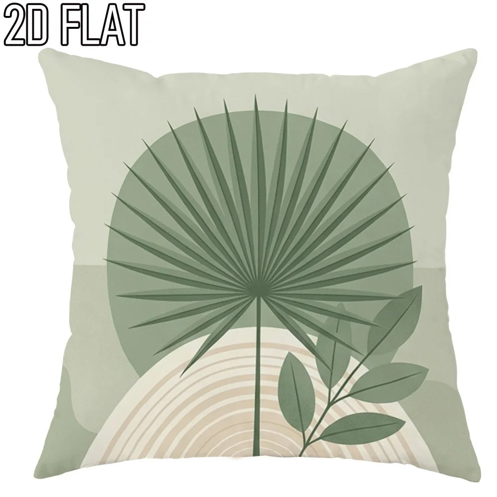 taies d'oreiller décoratives feuilles tropicales minimaliste moderne polyester beige vert 40x40cm 45x45cm 50x50cm 60x60cm
