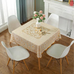 nappe table blanche dorée floral élégante réutilisable coton polyester 134cm 134cm farmhouse modernescriçãoption