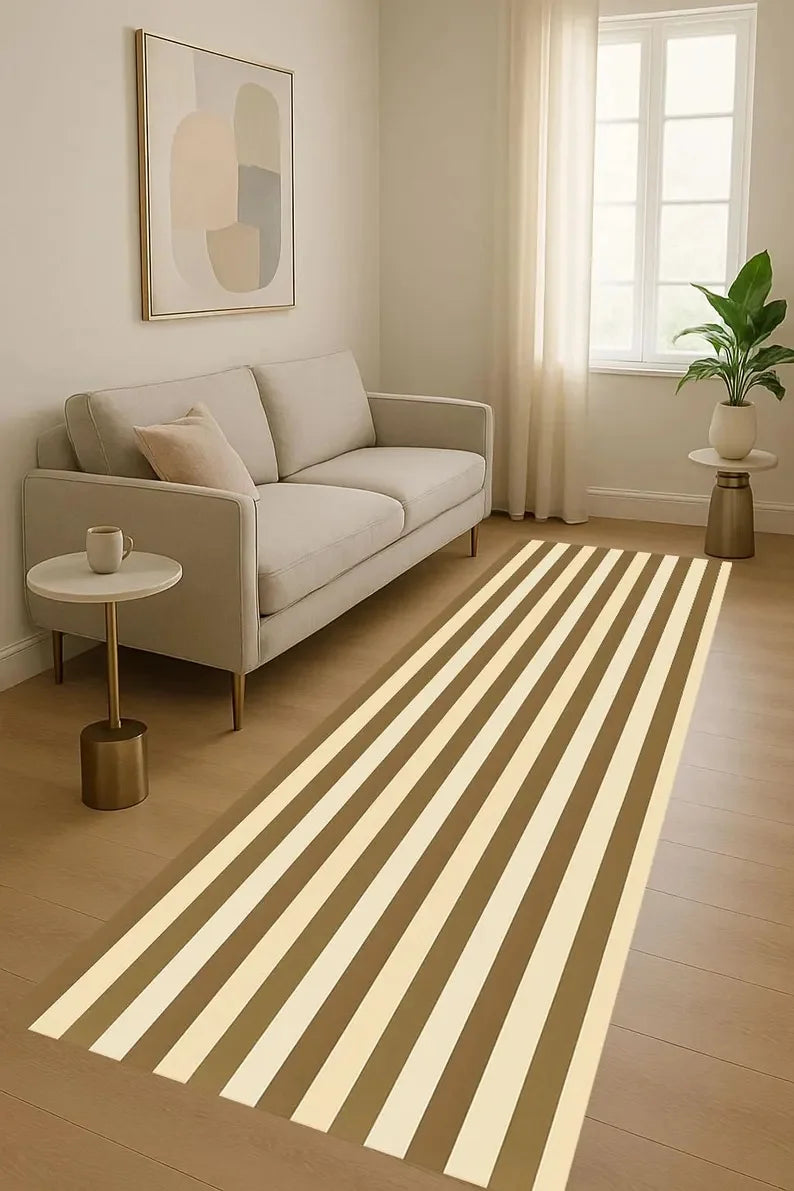 tapis moderne rayures verticaux rouge jaune blanc bleu marron minimaliste salon entrée chambreextérieur