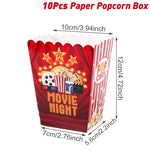décoration anniversaire thème cinéma assiettes jetables serviettes gobelets nappe guirlande popcorn rouge noir doré
