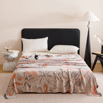 couverture fibre bambou motif floral deux oreillers canapé lit maison