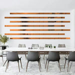 sticker mural miroir adhésif acrylique moderne rayures horizontales noir blanc bleu doré rouge orange