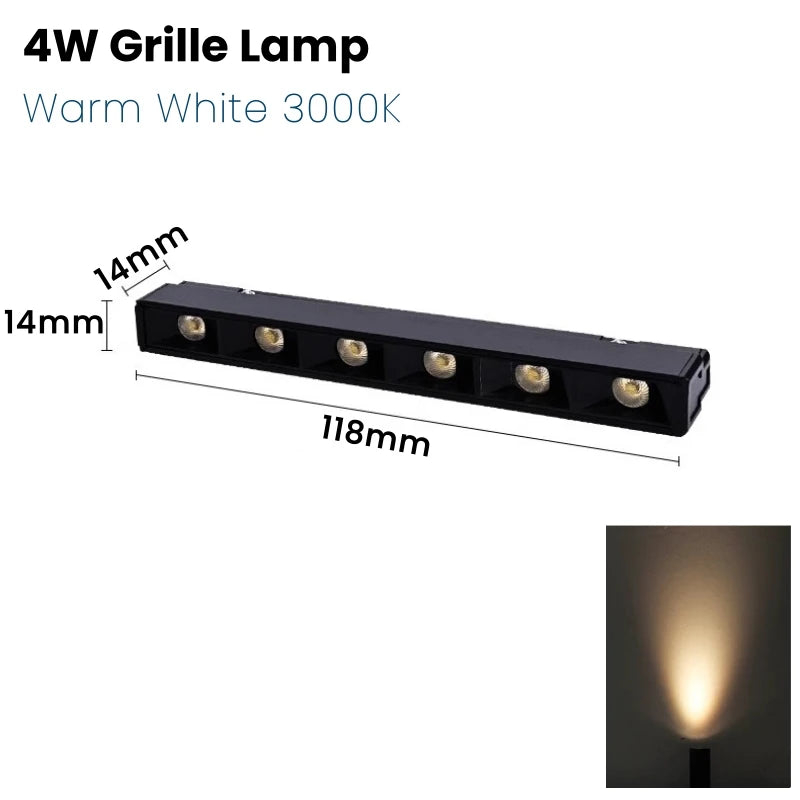 projecteur led noir moderne aimanté rail 12v 2w 2000lm industrial