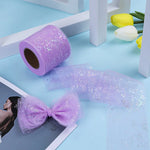ruban tulle pailleté rose violet élégant semi transparent 6cm large 25mètres