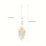 décoration murale or soleil lune artisanal bohème crochets chaines semi transparentes
