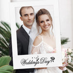 cadre photo mariage blanc calligraphie cœurs rose vintage polaroid festive decoration