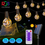 guirlande solaire led imperméable 10m 20ampoules ambrées patio extérieur télécommande étanche