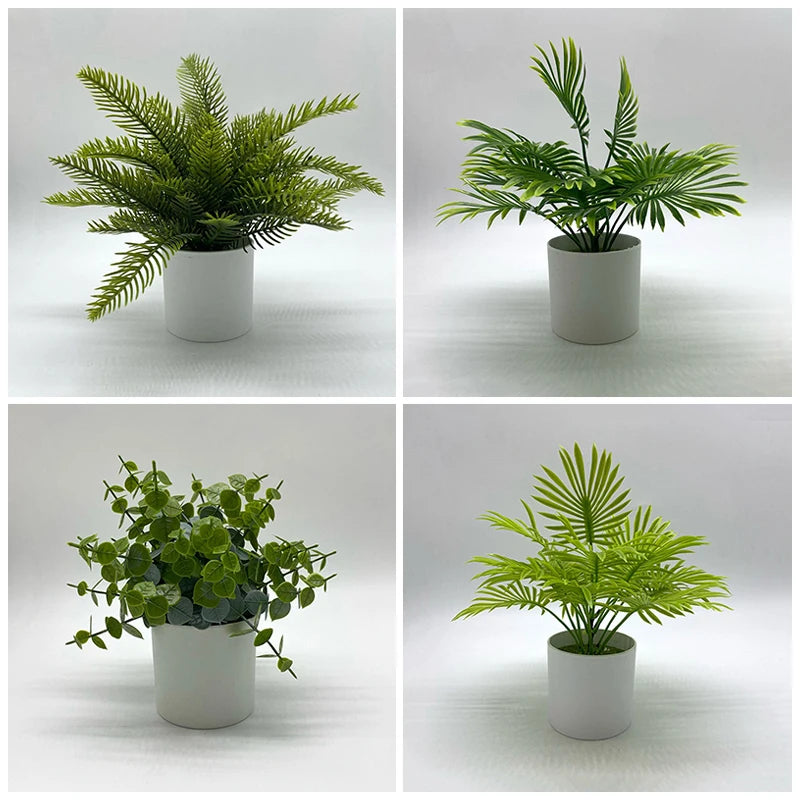 plantes artificielles vertes moderne feuilles pointues pot blanc extérieur décoration halloween exposition unique