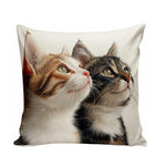 housse coussin polyester chat imprimé gris orange moderne salon chambre lit 45cm 45cm